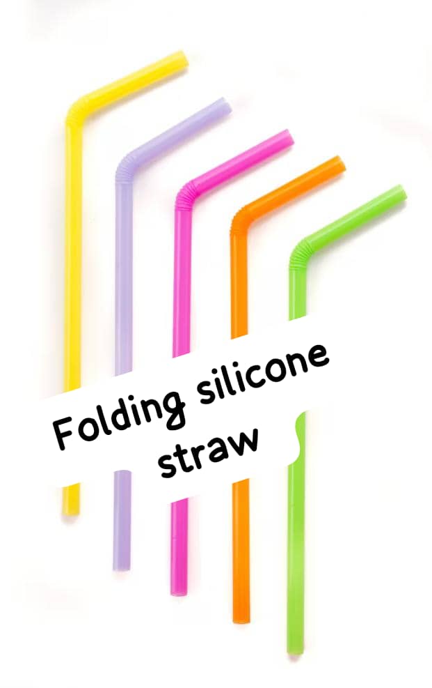 Hinged or folding silicone straw 