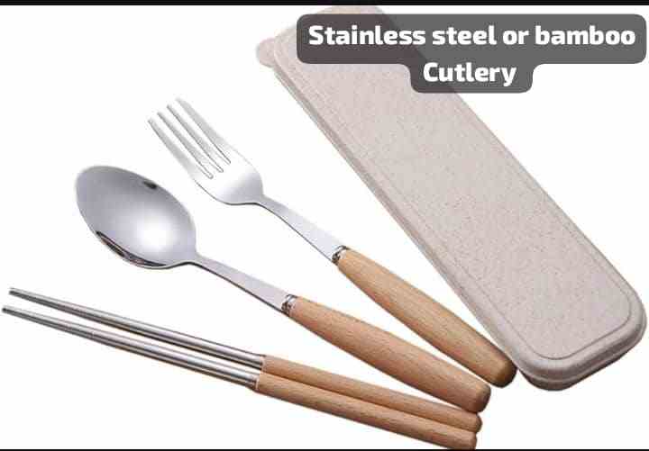 Stainless Steel or Bamboo Cutlery Set