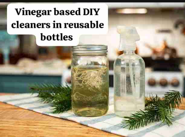 Vinegar Based DIY Cleaners in Reusable Bottles