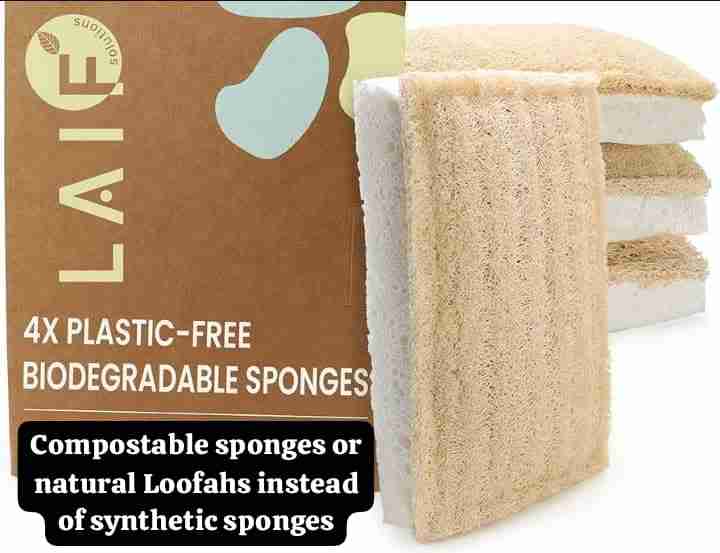 Compostable Sponges or Natural Loofahs Instead of Synthetic Sponges