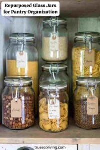 Repurposed Glass Jars for Pantry Organization
