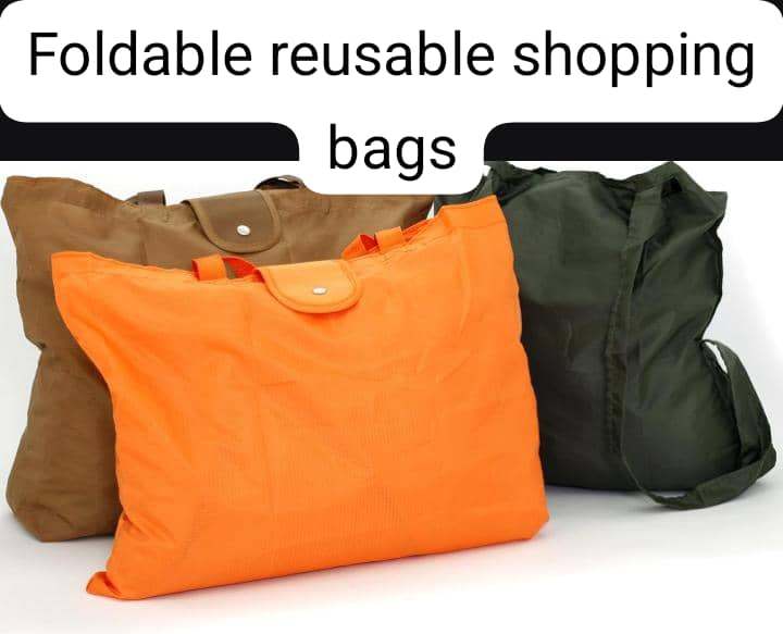 Foldable reusable shopping bags, two of them