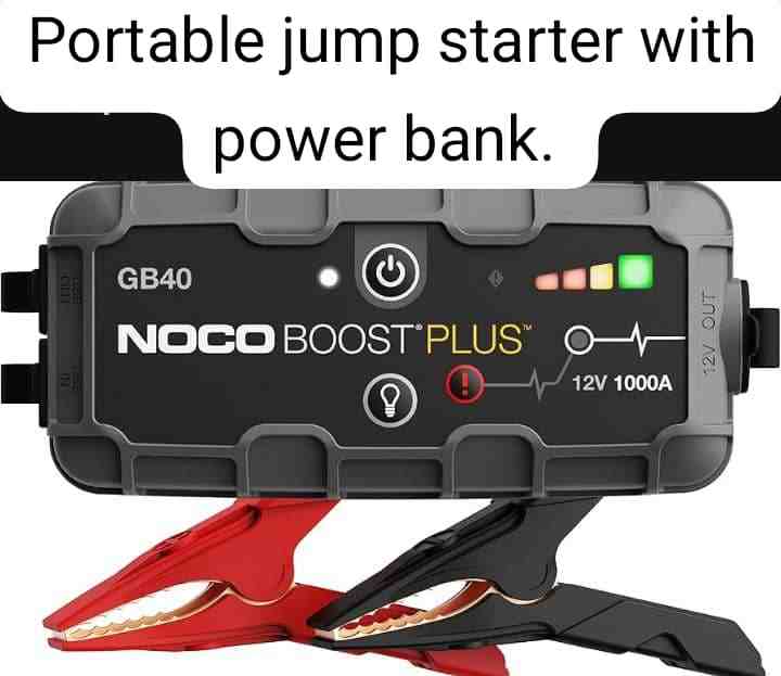 Portable jump starter with power bank functions 