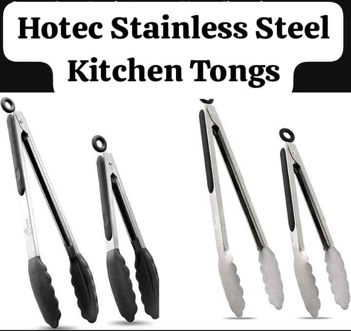 Hotec stainless steel kitchen tongs locking set