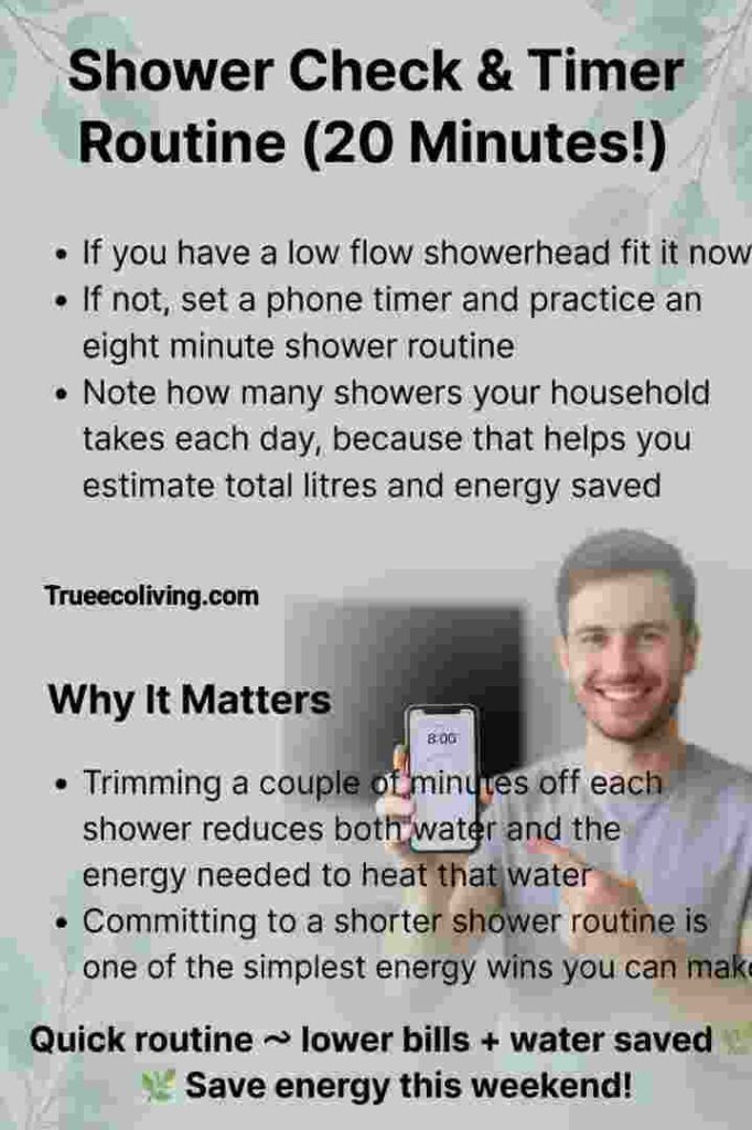 Shower check and timer routine, 20 minutes