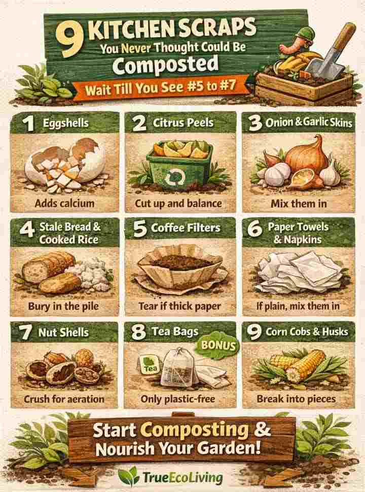 9 Kitchen Scraps You Never Thought Could Be Composted, Wait Till You See #5 to #7