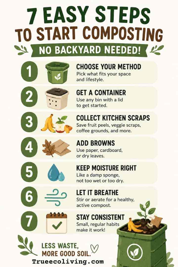 How to Start Composting at Home: 7 Easy Steps for Beginners (No Backyard Needed)