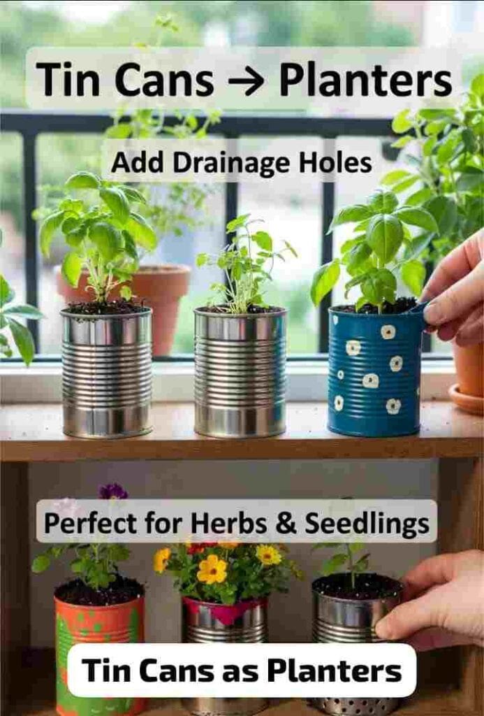 Tin Cans as Planters