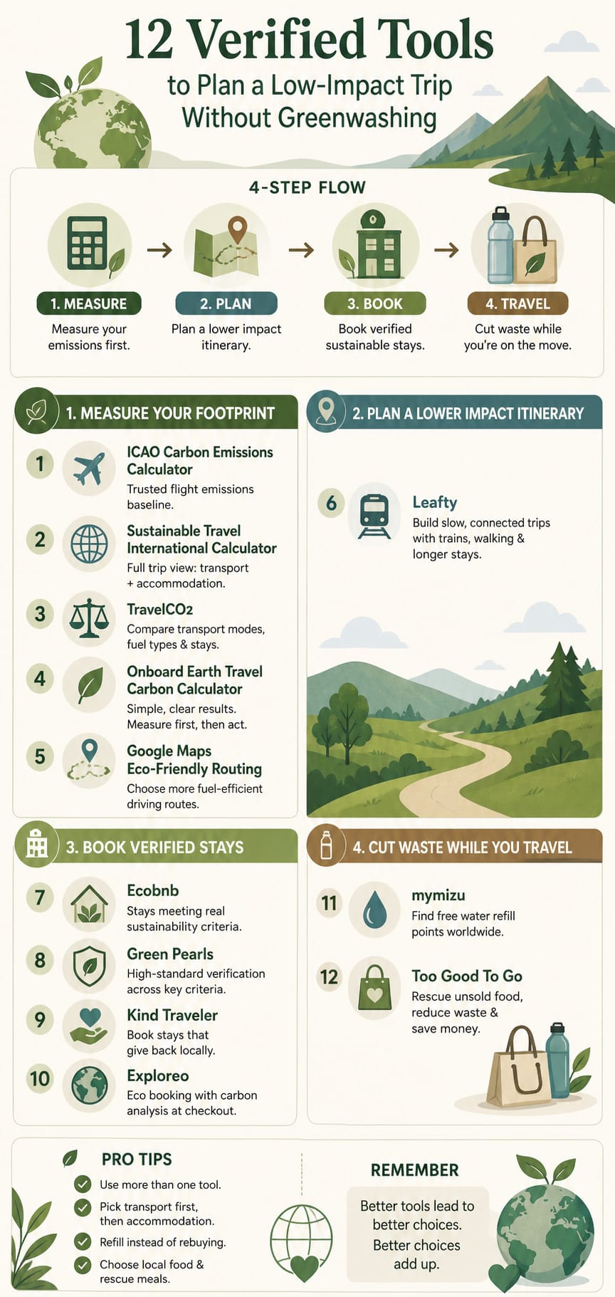 12 Verified Tools to Plan a Low-Impact Trip Without Greenwashing