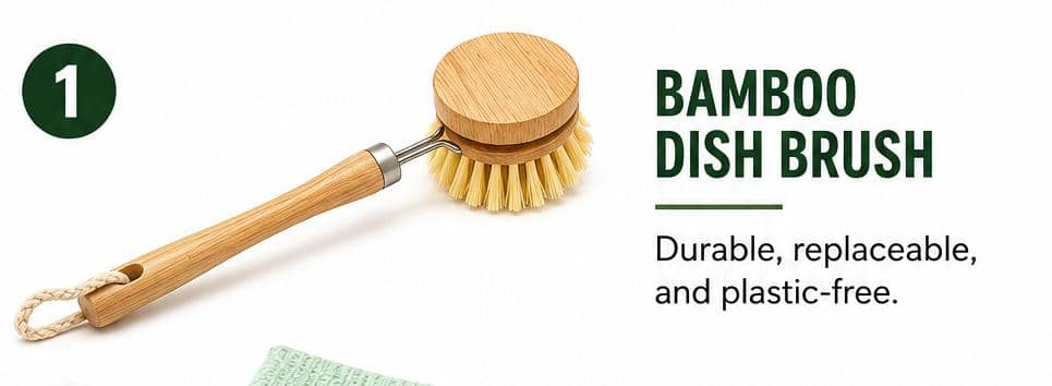 Swap plastic scrub brushes for a bamboo dish brush