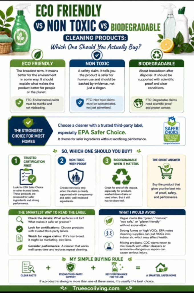 Eco Friendly vs Non Toxic vs Biodegradable Cleaning Products: Which One Should You Actually Buy?