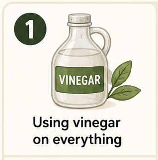 9 Non-Toxic Cleaning Mistakes That May Be Making Your Home Dirtier Than You Think - Using Vinegar on everything