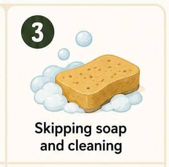 9 Non-Toxic Cleaning Mistakes That May Be Making Your Home Dirtier Than You Think - Skipping Soap and the Actual Cleaning Step