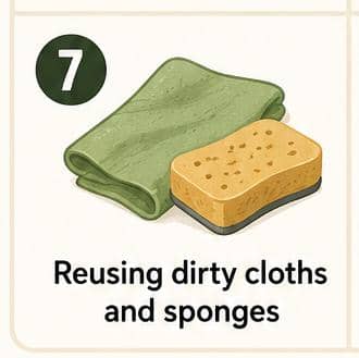 Reusing Dirty Cloths and Sponges Too Long