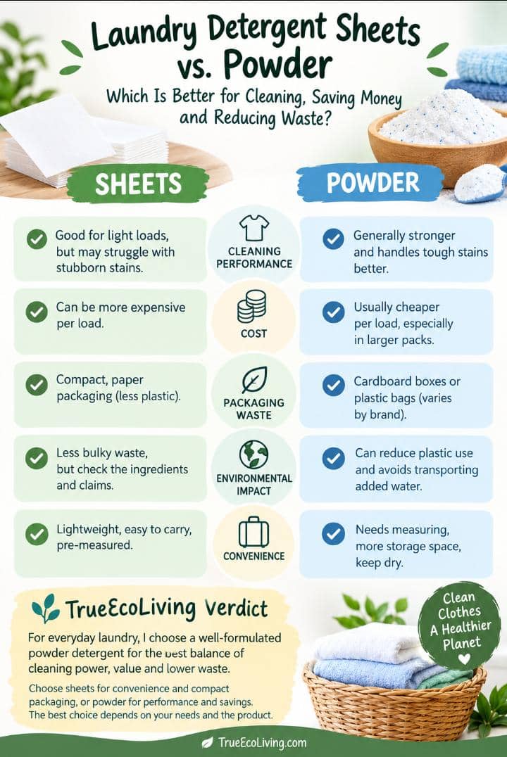 Laundry Detergent Sheets vs. Powder: Which Is Better for Cleaning, Saving Money and Reducing Waste?