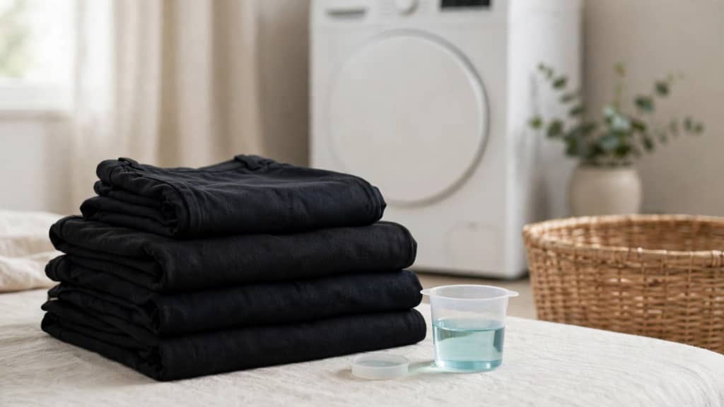Measuring liquid detergent to prevent white streaks on dark clothes